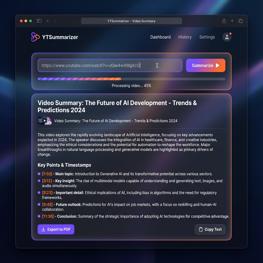 Screenshot de Resumen Inteligente de Videos YouTube